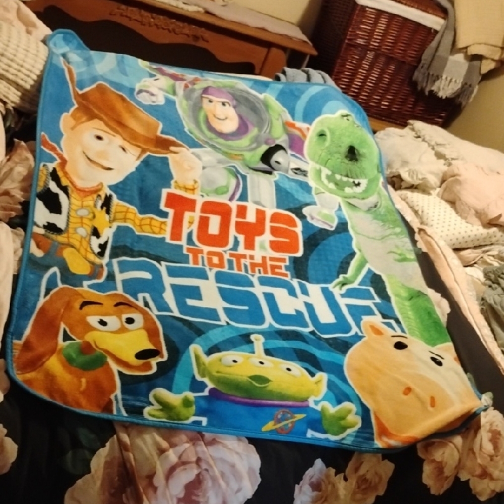 Disney Toys Story To The Rescue Fleece Blanket Buzz Lightyear Woody Size 59X49"